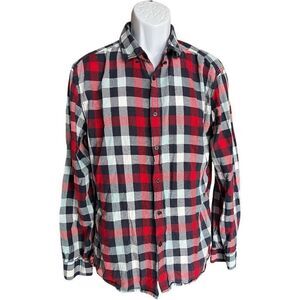 Mens Selected Homme Button Down Plaid Flannel Shirt - Sz L